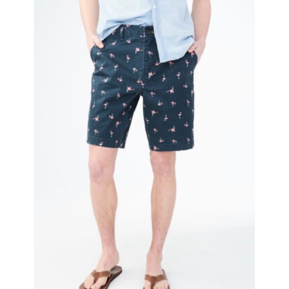 Aeropostale Mens Flamingo Print Chino Shorts Gray Pink Summer Tropical 30 Waist